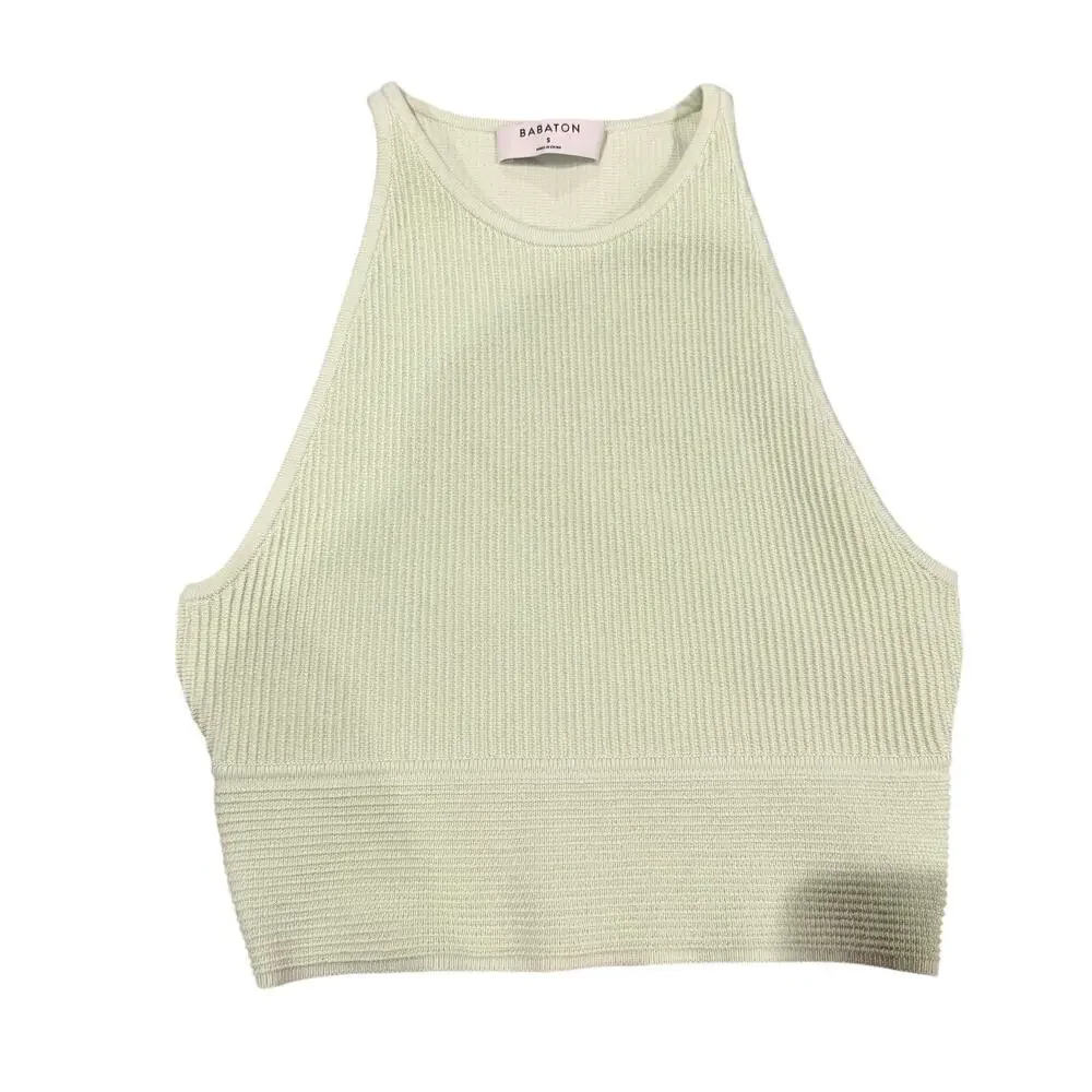 Babton Aritzia Mint Green Knit Cropped Shirt Small - Picture 1 of 3